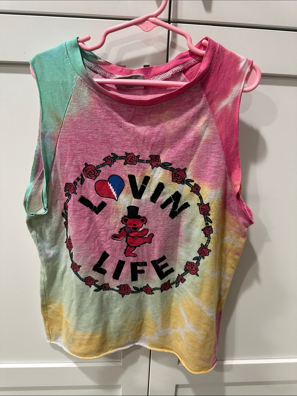 Girls L Lovin Life Tie-Dye Tank Top - Pink Green Yellow